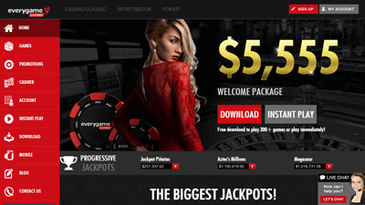 Everygame Red Casino homepage