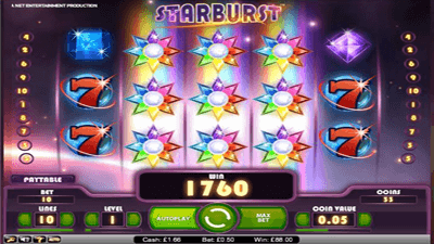 Starburst slot winning screenshot