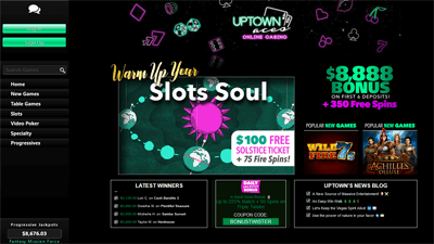 Uptown Aces instant play lobby - June 2021